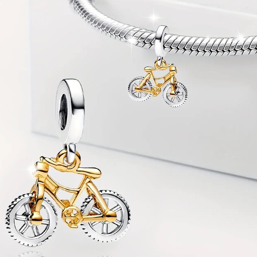 S925 Bicycle Cyclist Charm Pandora Style